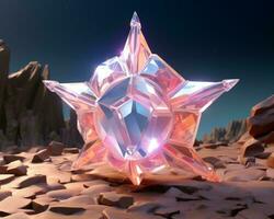 a 3d rendering of a crystal star in the desert generative ai photo