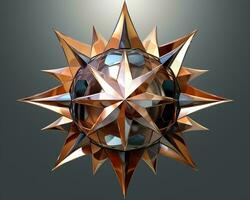 a 3d rendering of a metal star on a gray background generative ai photo