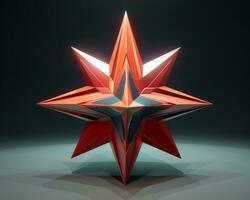 a 3d rendering of a red star on a dark background generative ai photo