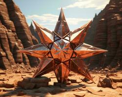 a 3d rendering of a metal star in the desert generative ai photo