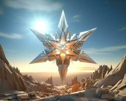 a 3d rendering of a star on top of a mountain generative ai photo