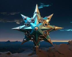 a 3d rendering of a star on top of a mountain generative ai photo