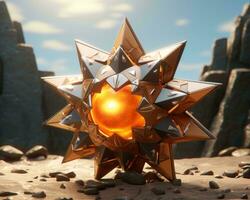 a 3d rendering of a star with an orange glow generative ai photo