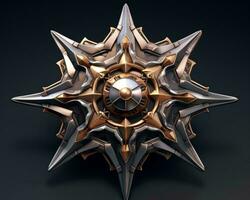 a 3d rendering of an ornate metal star generative ai photo