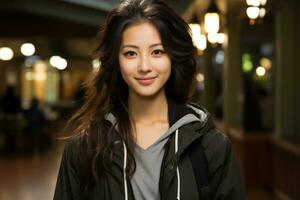 a beautiful young asian woman posing for the camera generative ai photo