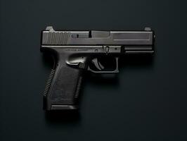 a black handgun on a black background generative ai photo