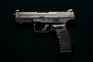 a black handgun on a black background generative ai photo