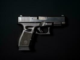 a black handgun on a dark background generative ai photo