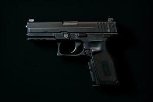 a black handgun on a black background generative ai photo