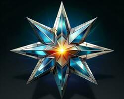 a blue star with a bright light shining through it generative ai photo