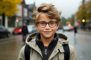 a boy wearing glasses generative ai photo