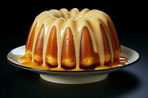 un bundt pastel en un plato generativo ai foto