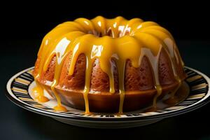 a bundt cake on a plate generative ai photo