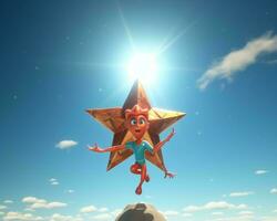 a cartoon character jumping on top of a star generative ai photo