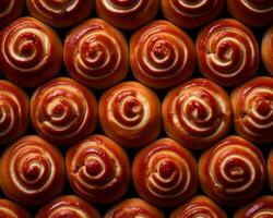 a close up of a bunch of buns with swirls on them generative ai photo