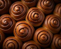 a close up of a bunch of cinnamon buns generative ai photo