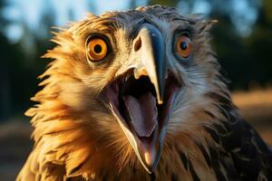 a close up of an eagle with its mouth open generative ai photo
