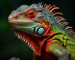 a close up of an iguana generative ai photo