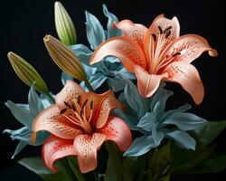 a close up of some flowers in a vase generative ai photo