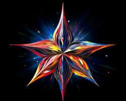 a colorful abstract star on a black background generative ai photo