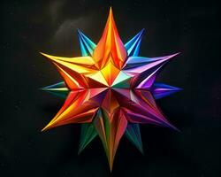 a colorful origami star on a black background generative ai photo