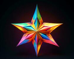 a colorful origami star on a black background generative ai photo