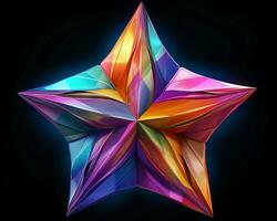 a colorful origami star on a black background generative ai photo