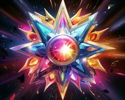 a colorful star in the middle of a dark background generative ai photo