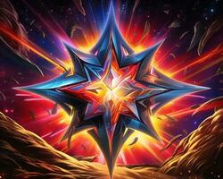 a colorful star in the middle of a dark background generative ai photo