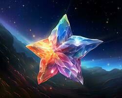 a colorful star in the night sky with stars in the background generative ai photo