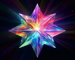 a colorful star is shown on a black background generative ai photo