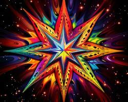 a colorful star is shown on a black background generative ai photo