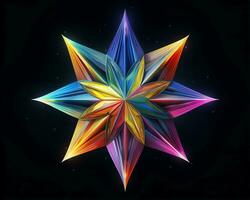 a colorful star made out of paper on a black background generative ai photo