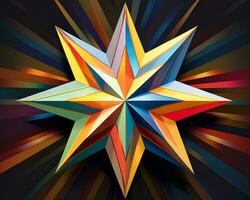 a colorful star made out of paper on a black background generative ai photo