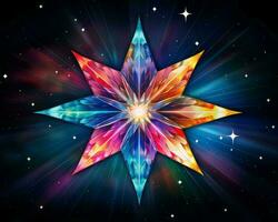 a colorful star on a black background with stars in the background generative ai photo