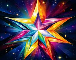 a colorful star on a black background generative ai photo