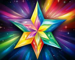 a colorful star on a black background generative ai photo