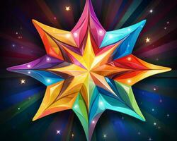 a colorful star on a black background generative ai photo