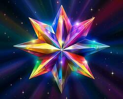 a colorful star on a black background with stars in the background generative ai photo