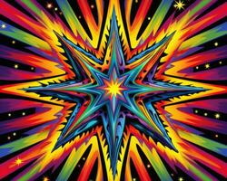 a colorful star on a black background generative ai photo