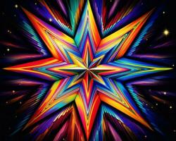 a colorful star on a black background generative ai photo