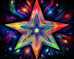 a colorful star on a black background generative ai photo