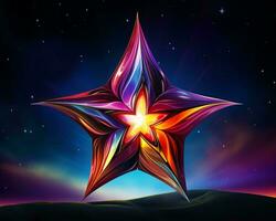 a colorful star on a dark background with stars in the sky generative ai photo