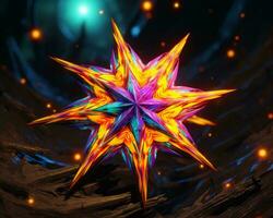 a colorful star on a dark background generative ai photo