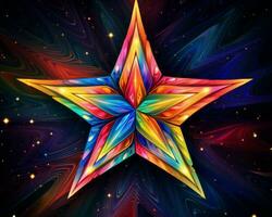 a colorful star on a black background generative ai photo