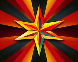 a colorful star on a red yellow and orange background generative ai photo