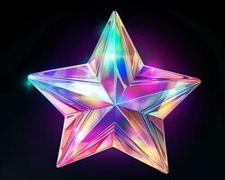 a colorful star shaped crystal on a black background generative ai photo