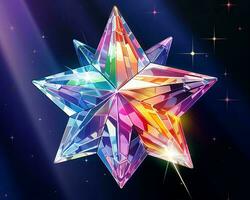 a colorful star shaped crystal on a black background generative ai photo