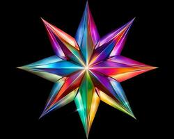 a colorful star shaped object on a black background generative ai photo