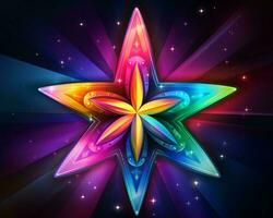 a colorful star with a star in the center on a dark background generative ai photo